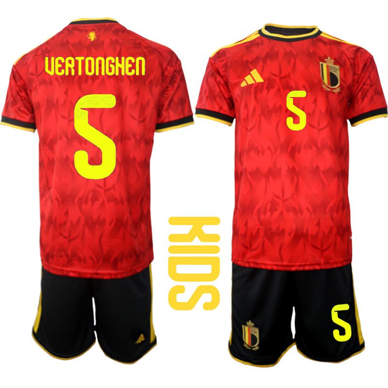 Youth 2026 World Cup National Team Belgium home red #5 Soccer Jersey